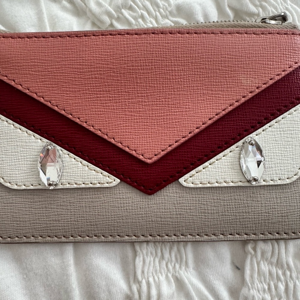 Fendi Vitello Elite Crystal Eye Monster Slim Pouch - Picture 2 of 6